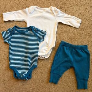 3M Hanna Andersson 3 piece Bodysuit Pant Set 100% Organic Cotton Gender Neutral